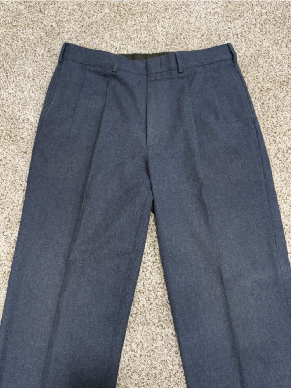 Mens Dress Pants 33x31 Navy Wool Blend Farah Flat Front Work Office Trousers
